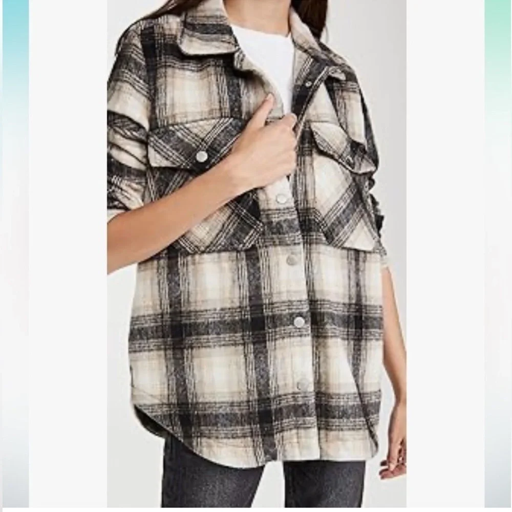 NWT Blank NYC Plaid Shacket in Checked Out XS New Flannel Jacket Shirt Oversized - Picture 8 of 11